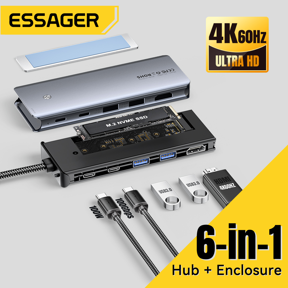 Type C Multiport Adapter - Essager USB C Hub с корпусом